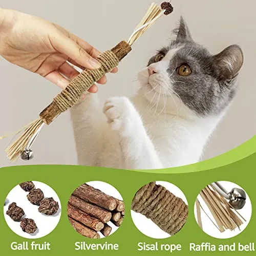 (12Pack) Catnip Toys, Silvervine Cat Toy, Cat Toys for Indoor Cats, Silvervine Sticks,Catnip Balls, Cat Nip Mice,Silver Vine Organic Chew Toys, Kitten Teething Toys,Interactive Plush Feather Kicker