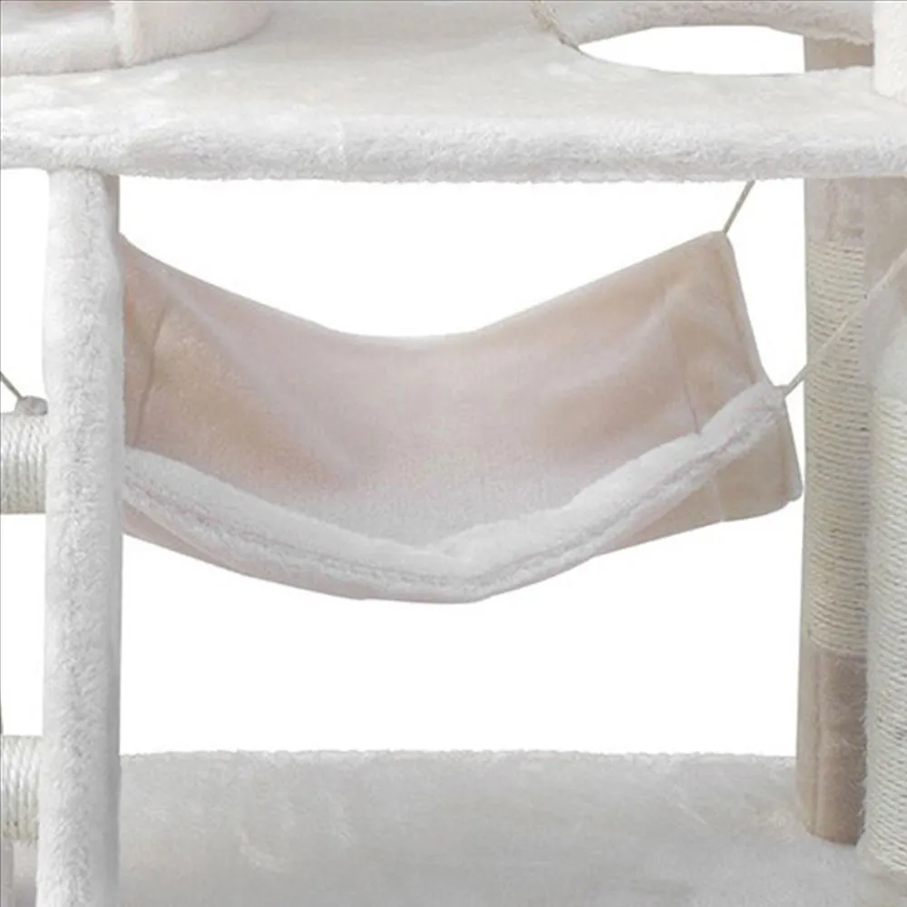 158cm Cat Tree | Scratching Post | Multi-Level Cat Tower | Beige