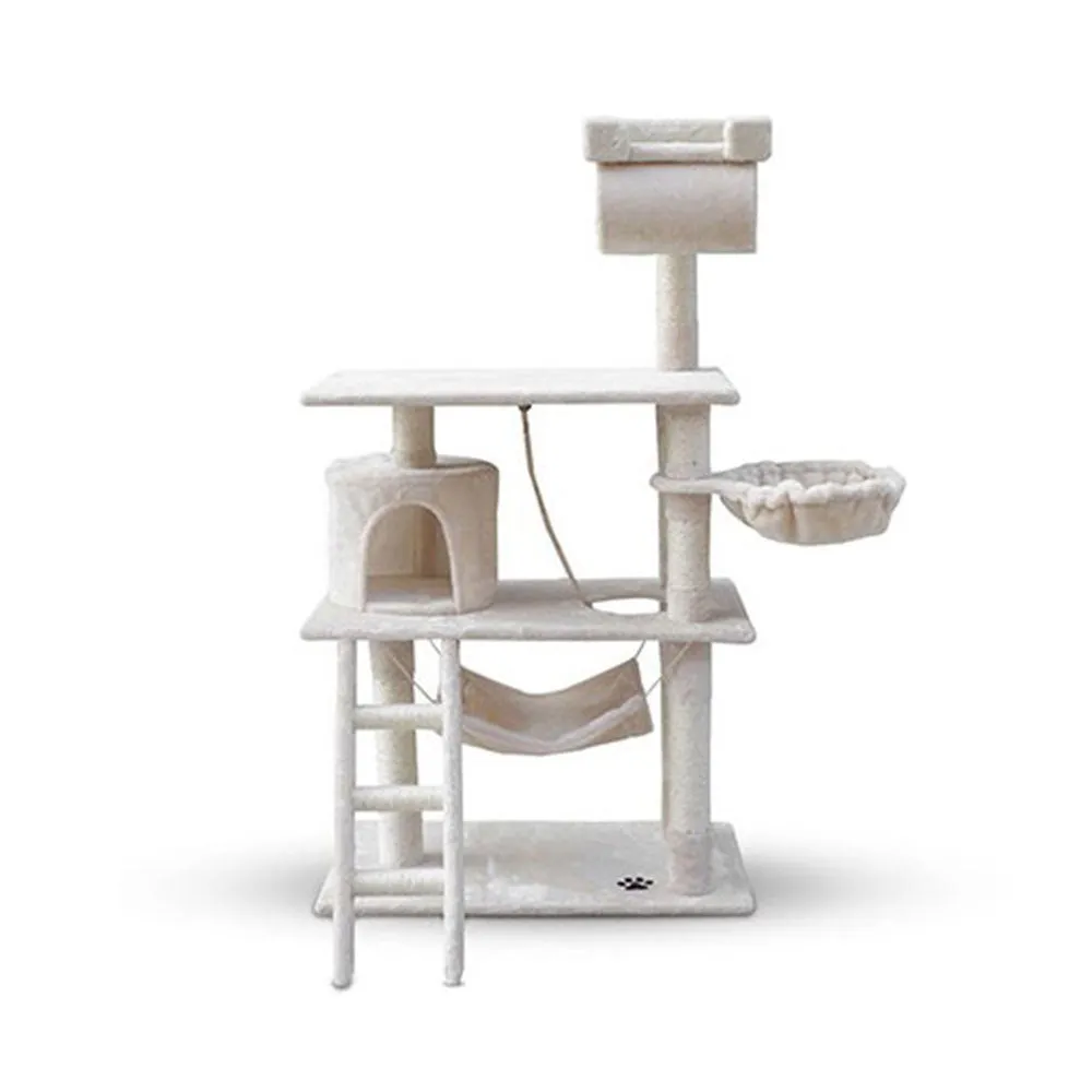 158cm Cat Tree | Scratching Post | Multi-Level Cat Tower | Beige