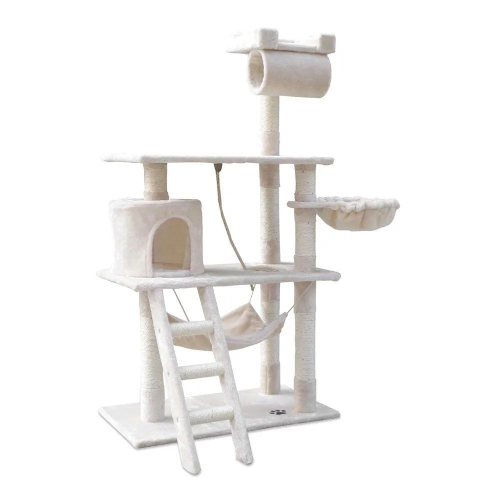 158cm Cat Tree | Scratching Post | Multi-Level Cat Tower | Beige