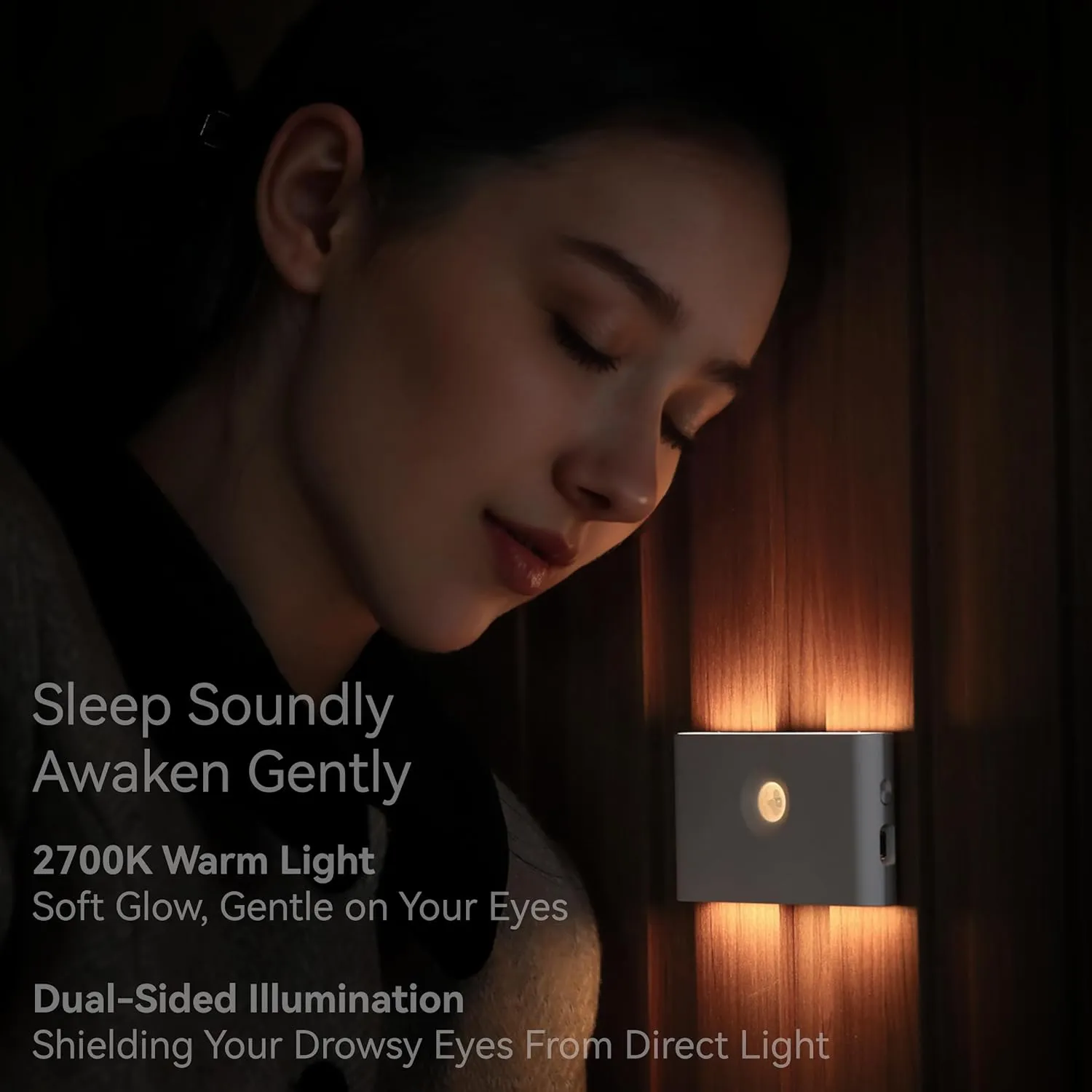 2 Pack Rechargeable Night Lights with Motion Sensor and Dusk to Dawn Sensor, Warm White LED Light, Wireless Design, Wall Lamp for Bedroom Bathroom Kitchen Hallway Kid Room
