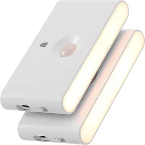 2 Pack Rechargeable Night Lights with Motion Sensor and Dusk to Dawn Sensor, Warm White LED Light, Wireless Design, Wall Lamp for Bedroom Bathroom Kitchen Hallway Kid Room