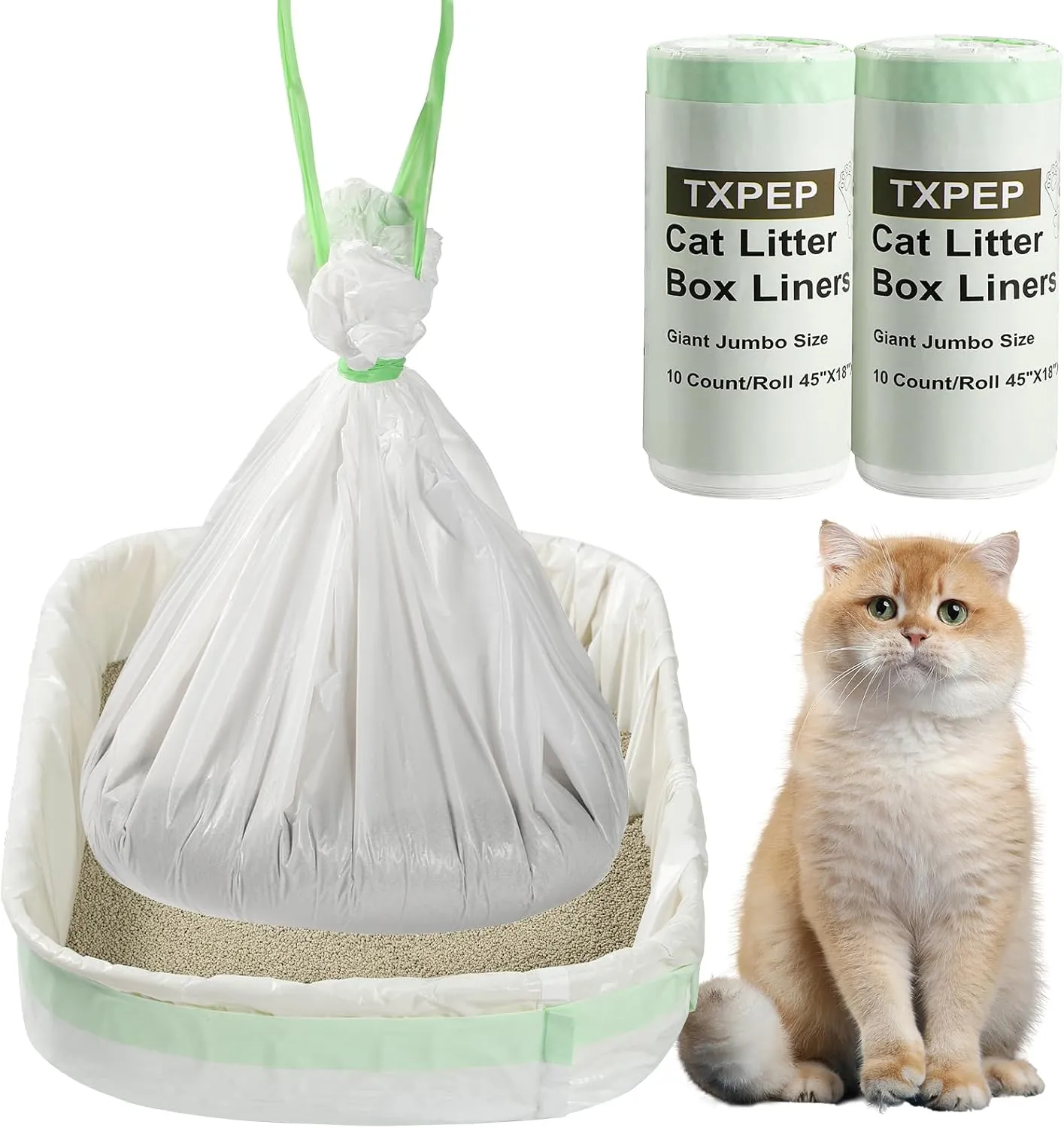 20 Cat Litter Box Liners Jumbo 45" x 18" Thicken Tear Resistant Litter Liners Bag Heavy Duty Kitty Pan Liners Disposable Extra Large Litter Box Bag