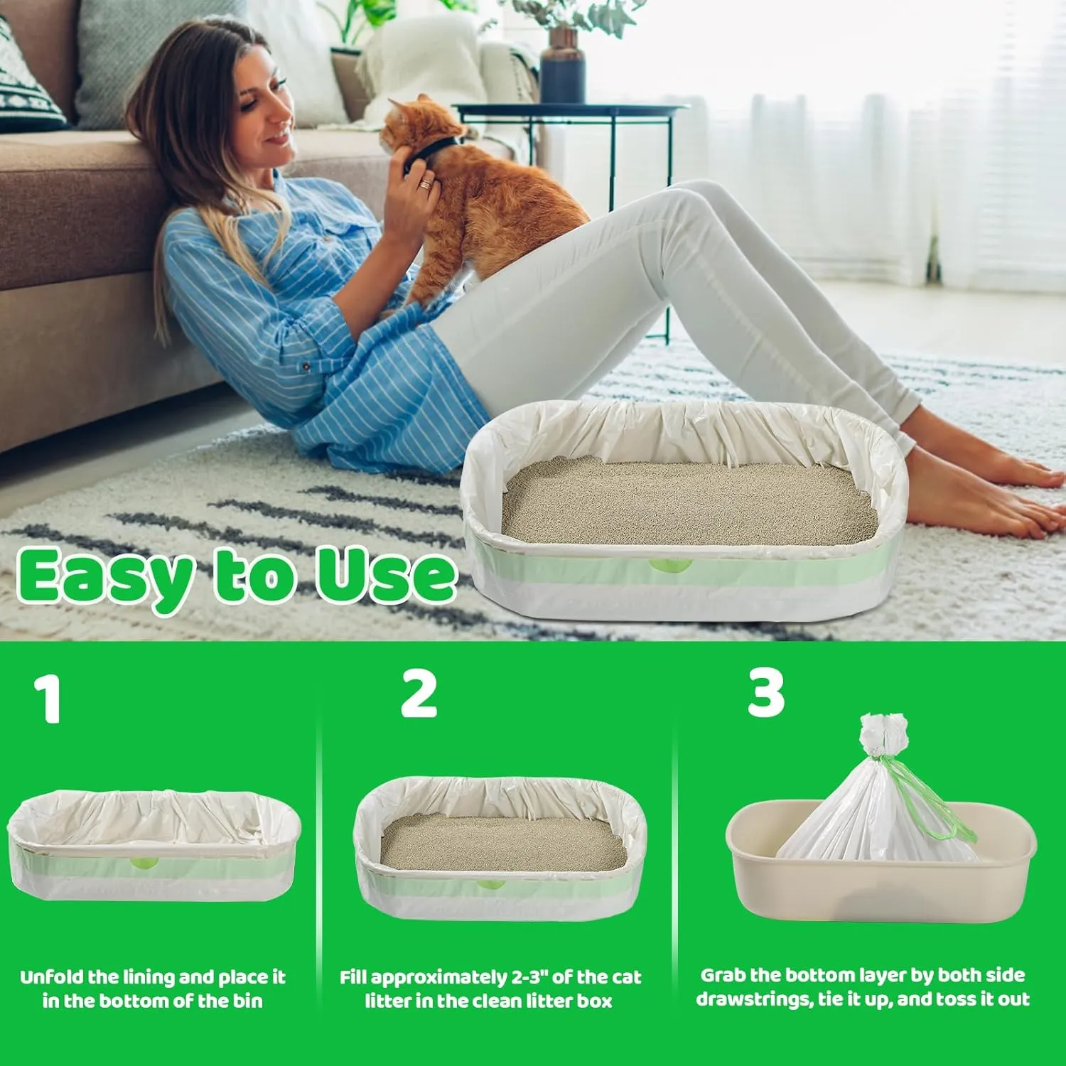 20 Cat Litter Box Liners Jumbo 45" x 18" Thicken Tear Resistant Litter Liners Bag Heavy Duty Kitty Pan Liners Disposable Extra Large Litter Box Bag