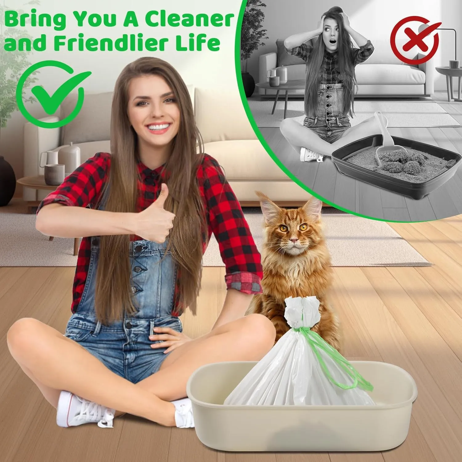 20 Cat Litter Box Liners Jumbo 45" x 18" Thicken Tear Resistant Litter Liners Bag Heavy Duty Kitty Pan Liners Disposable Extra Large Litter Box Bag