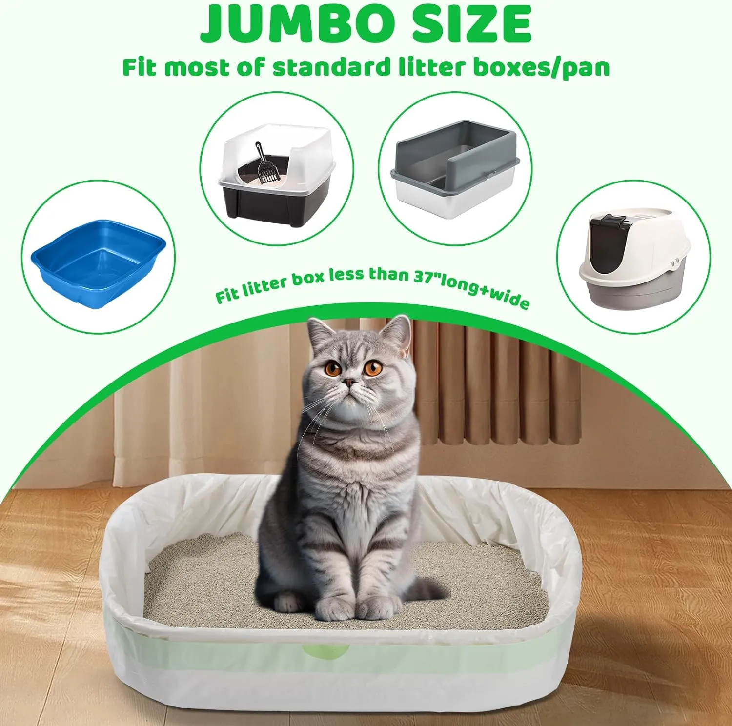 20 Cat Litter Box Liners Jumbo 45" x 18" Thicken Tear Resistant Litter Liners Bag Heavy Duty Kitty Pan Liners Disposable Extra Large Litter Box Bag