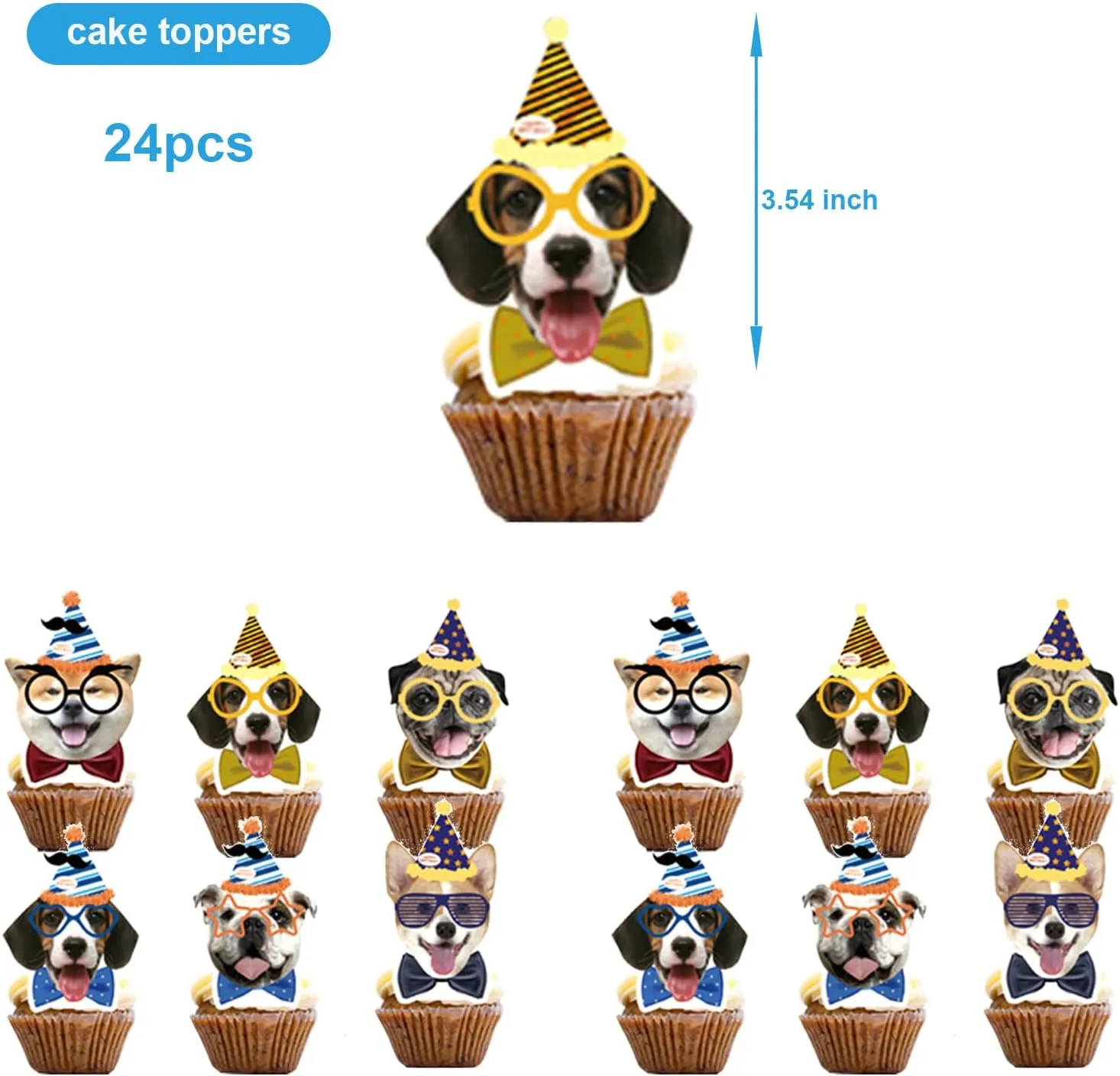 25pcs Pet Dog Birthday Party Supplies,Pet Dog Party Cupcake Toppers for Kids Gift Birthday Party Favors Kid's Birthday cake Decoration Supplies