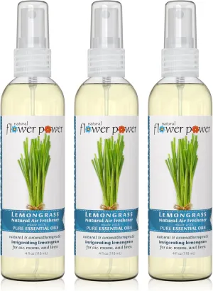 Air Freshener Spray | Lemongrass 4 Fl Oz | Pack of 3 | Scented w/ Pure Essential Oils | Non-Aerosol Plant-Based Odor Eliminator | Room, Linen, or Car Spray | Cruelty-Free & Vegan