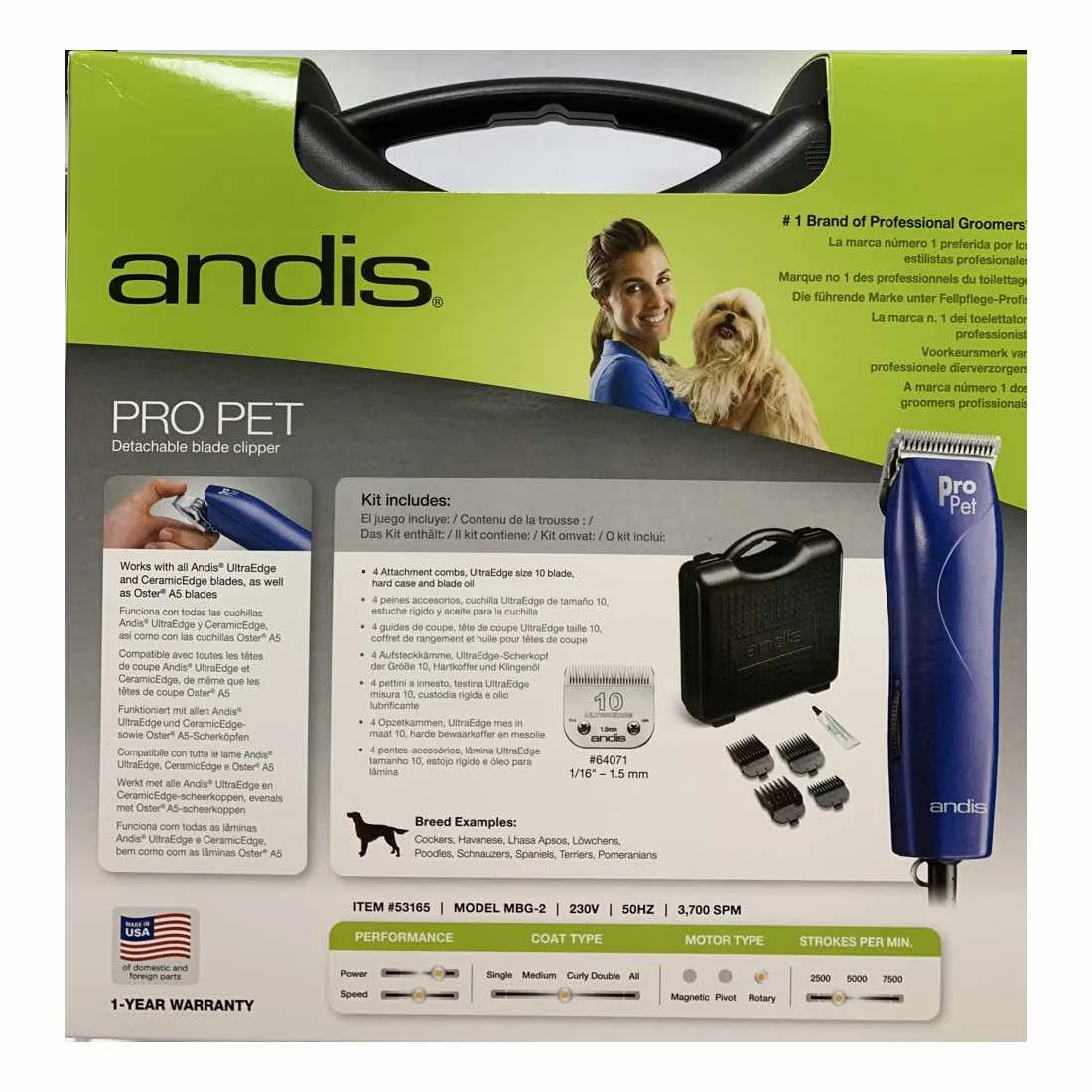Andis MBG-2 Pro Pet Semi-Pro Detachable Blade Clipper