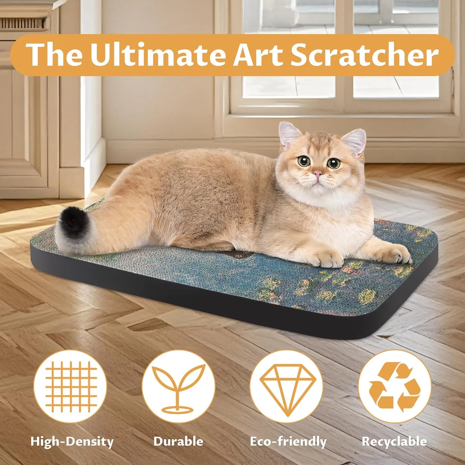 Art Cat Wall-Mountable Scratching Board 16.7x11x1 Inch Cat Wall Scratch Pad and Scratcher for Indoor Cats Furniture ProtectorWater Lily Pond