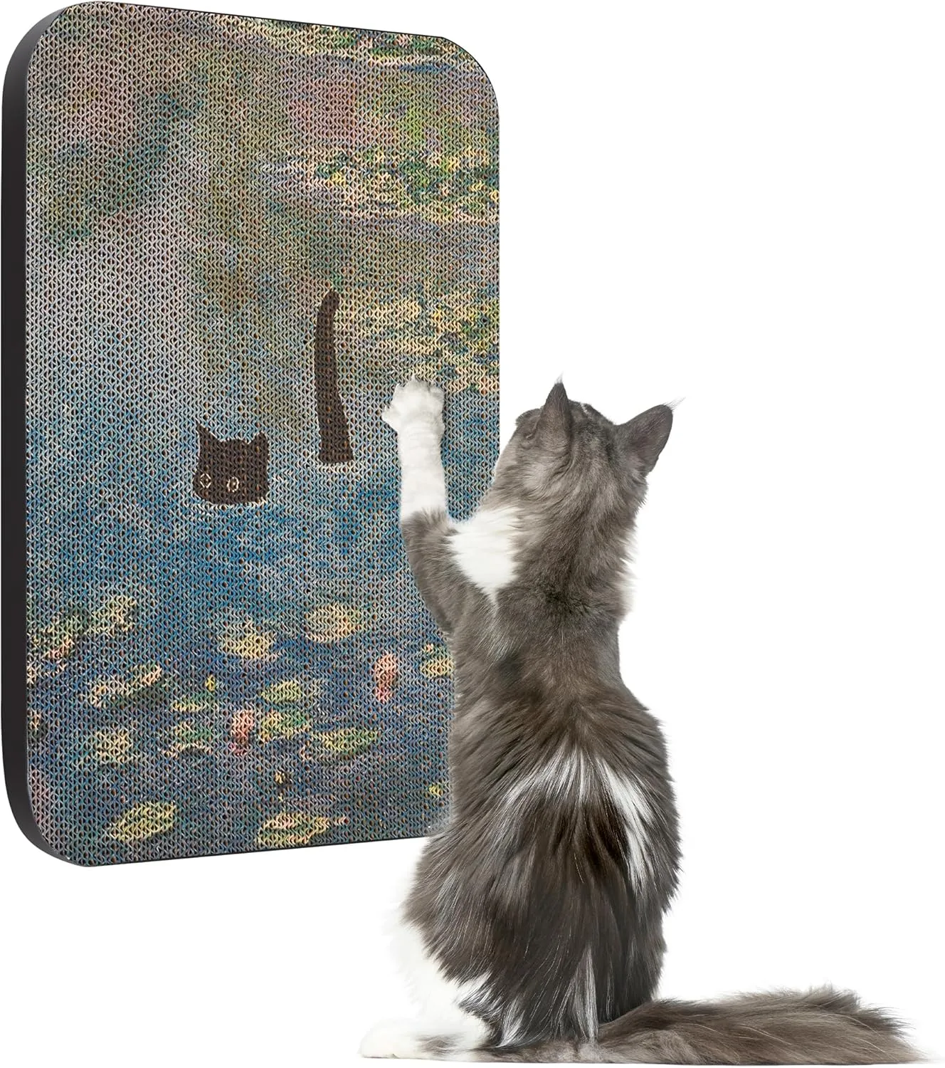 Art Cat Wall-Mountable Scratching Board 16.7x11x1 Inch Cat Wall Scratch Pad and Scratcher for Indoor Cats Furniture ProtectorWater Lily Pond