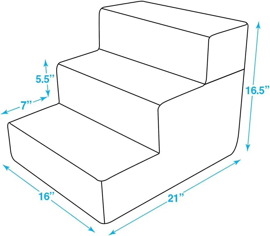 Best Pet Supplies Dog Stairs & Steps - Foam Steps for Small Dogs & Cats, Non-Slip Indoor Balanced Pet Step Support, Dog Ramp, No Assembly, Sand, Foldable 3-Step (16.5-inch Height)