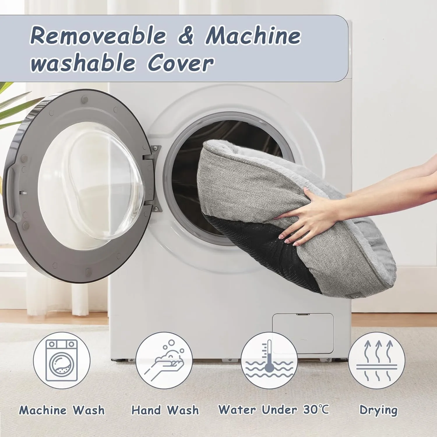 Cat Beds for Indoor Cats,Small Dog Bed,Cuddler Dog Beds,Calming Dog Bed Donut,Soft Anxiety Cozy Pet Beds,Puppy Bed for Small/Medium Dogs Washable round in Grey Color, PET
