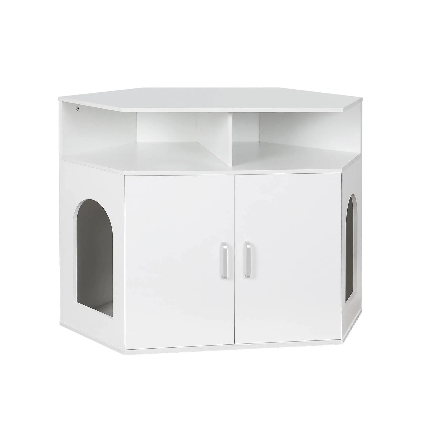 Cat Box Cabinet with Double Doors and Open Shelf PF003