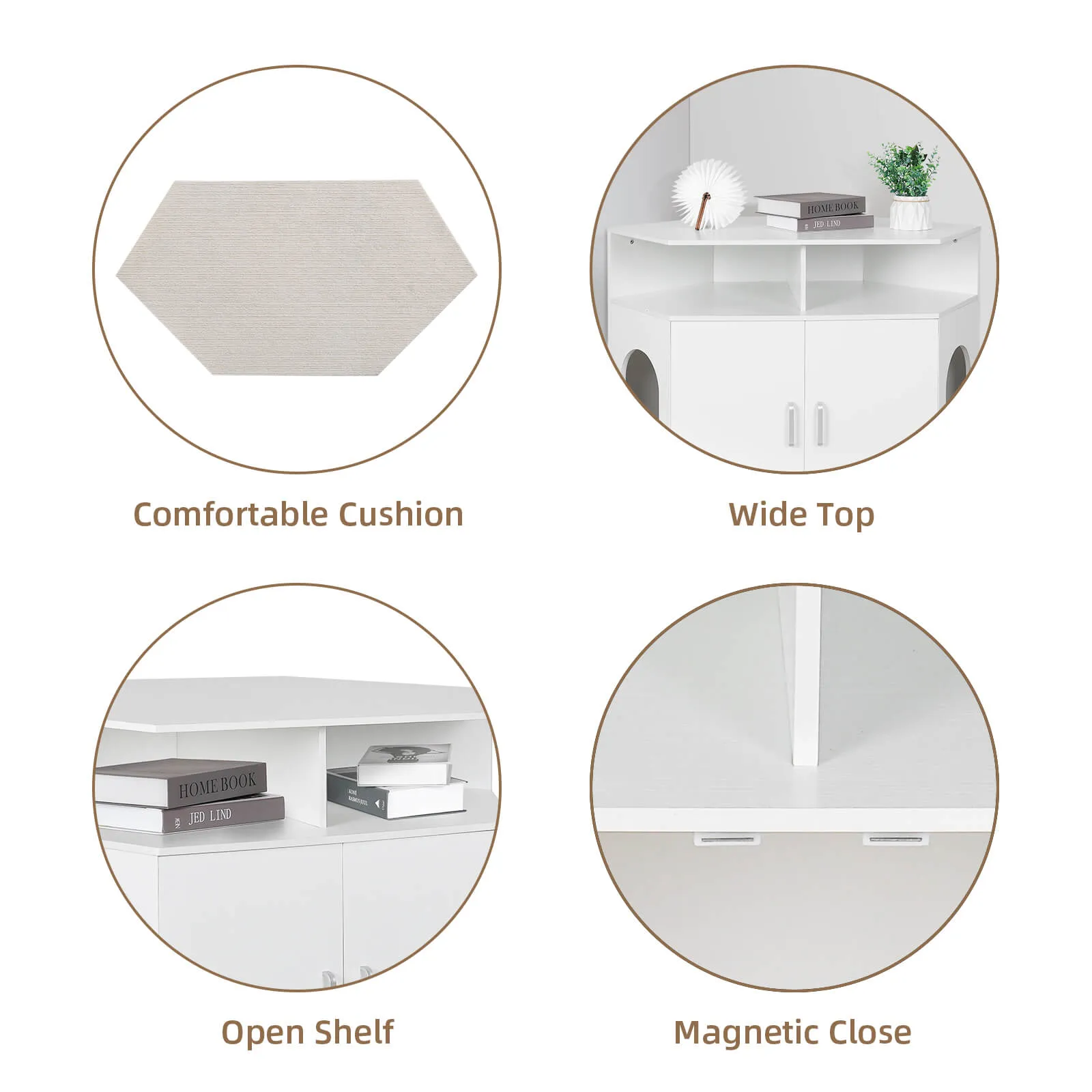 Cat Box Cabinet with Double Doors and Open Shelf PF003