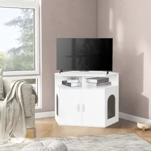 Cat Box Cabinet with Double Doors and Open Shelf PF003