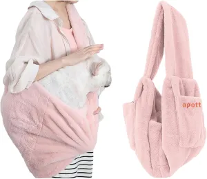 Cat Carrier Slings Soft Puppy Carrying Bag for Outdoor Travel Pet Boby Holder Hands Free for Small Dogs Kittens, Light Pink