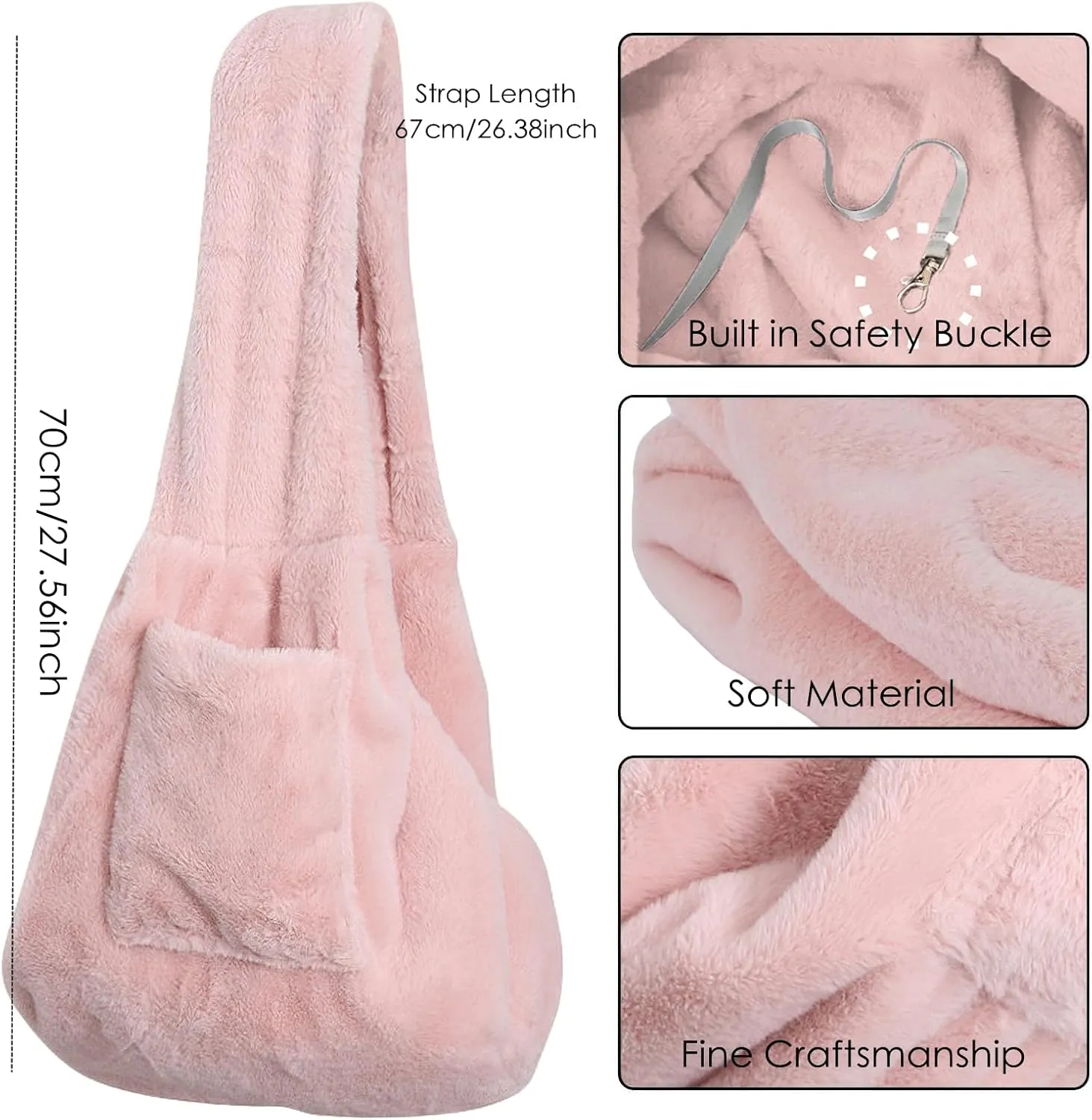 Cat Carrier Slings Soft Puppy Carrying Bag for Outdoor Travel Pet Boby Holder Hands Free for Small Dogs Kittens, Light Pink
