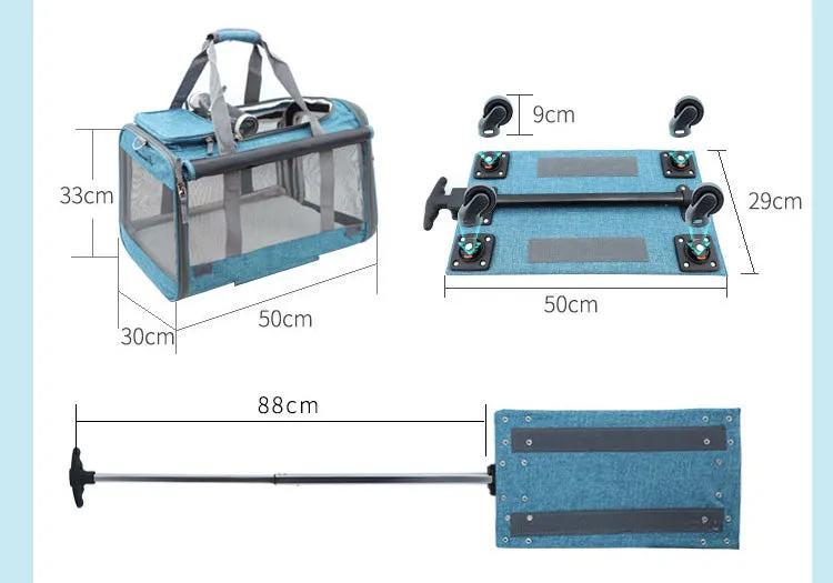 Cat Carrier with Telescopic Walking Handle