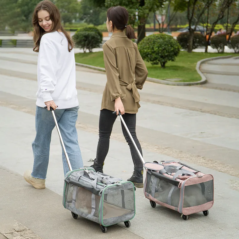 Cat Carrier with Telescopic Walking Handle