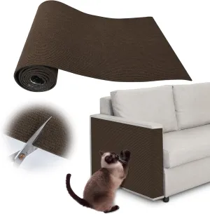 Cat Couch Protector - 78.7" x 15.8" Trimmable Self-Adhesive Cats Claws Scratch Pads, Cat DIY Climbing Scratch Furniture Protector from Cats/Dogs Scratching for Big Arm Chair/Sofa Use (Brown)