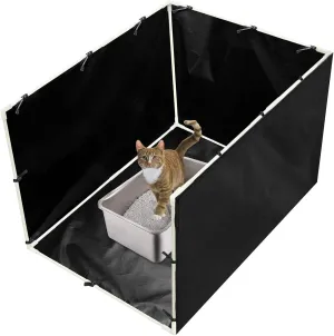 Cat Litter Box Enclosure Splash Guard, Large, Black, Easy to Clean, 22.8"x28.7"x17.3"
