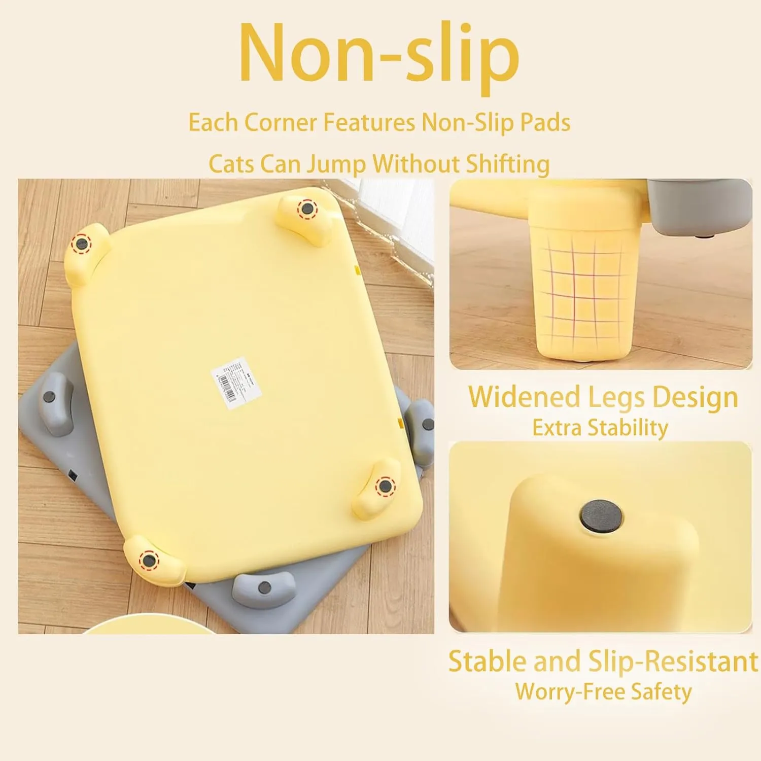 Cat Litter Mat Litter Trapping Mat,19.69"X15.95"X5.90" Litter Box Mat,Waterproof Cat Mats for Litter Large,Easy Clean,Non-Slip,Urine-Proof,Washable (Yellow)