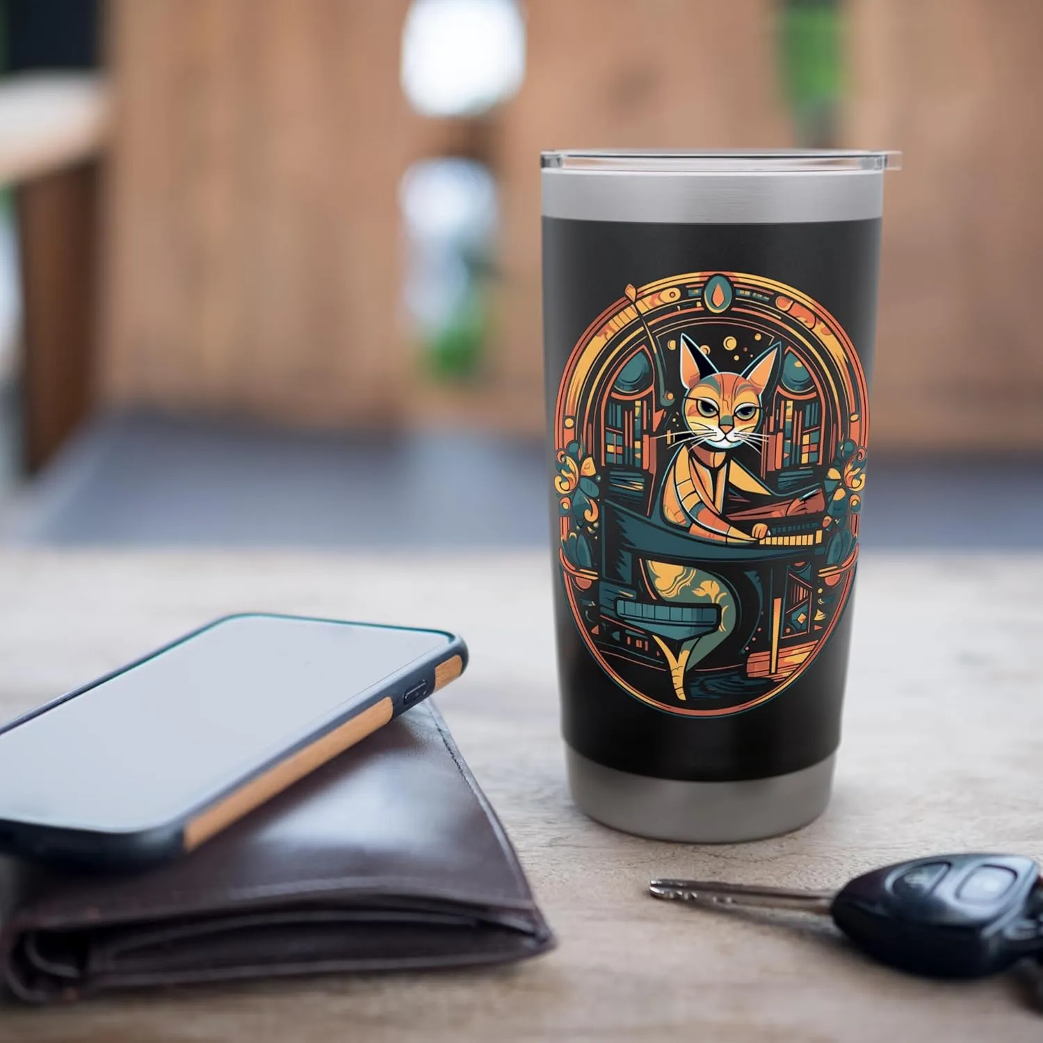 Cat Pianist Piano Player Kitten Music Musician Cats Lover Stainless Steel Insulated Tumbler