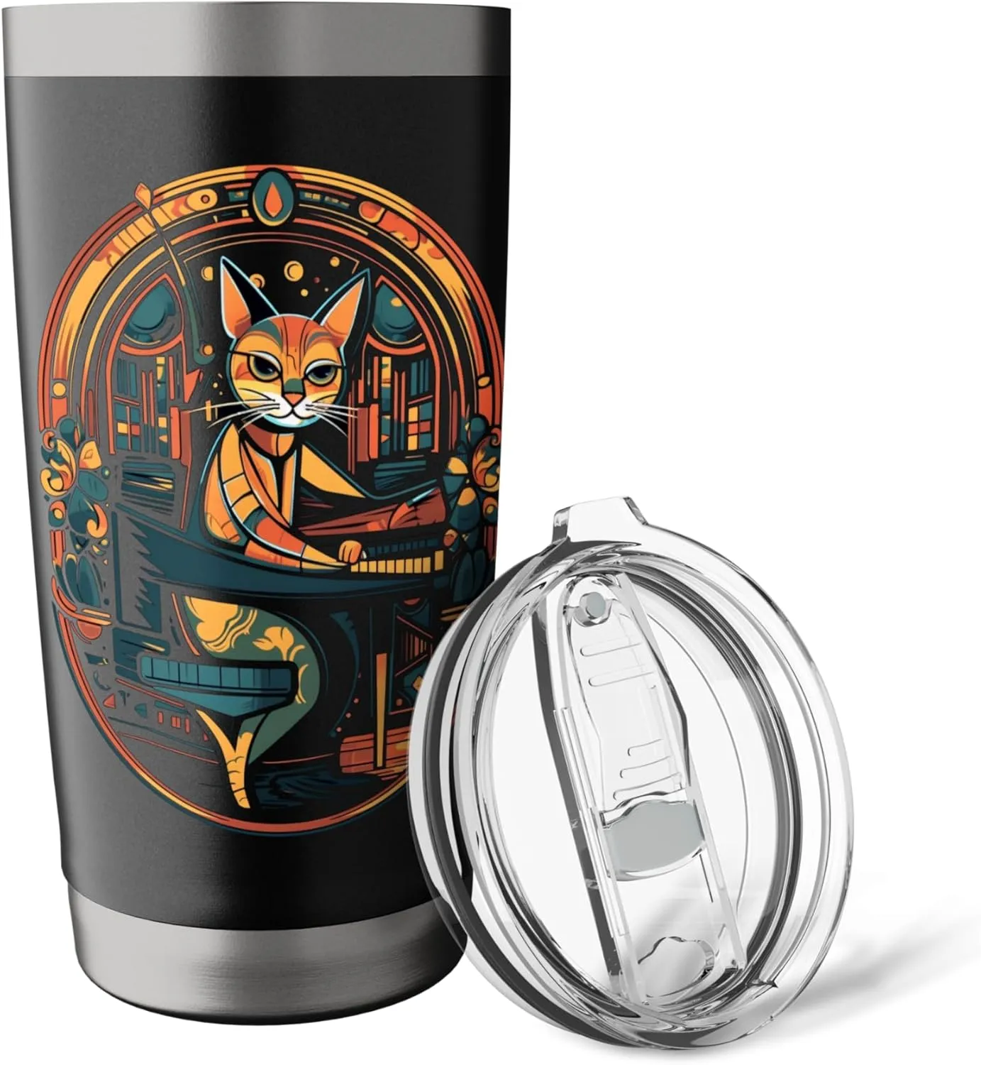 Cat Pianist Piano Player Kitten Music Musician Cats Lover Stainless Steel Insulated Tumbler