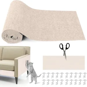 Cat Scratching Mat, 118" x 15.8" Self-Adhesive Trimmable Cat Scratching Carpet Mat with 20 Screws, DIY Cat Scratchers Furniture Protector for Indoor Cats, Couch, Wall and Cat Tree Shelves