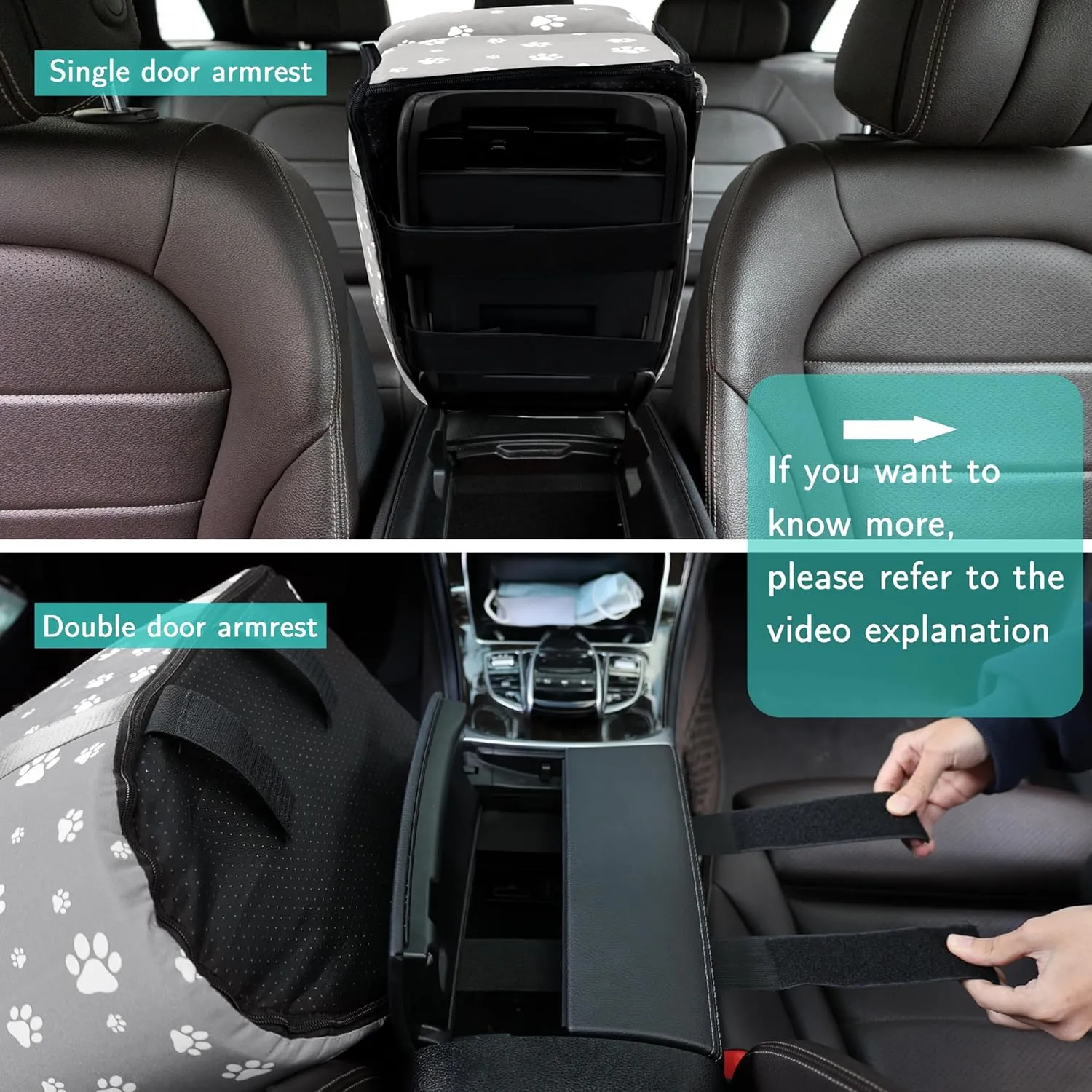 Cullaby Console Dog Car Seat With Safety Leashes for 0-15lbs Small Dogs, Pet Travel Booster With Storage Pockets and Detachable Seat Belt (Grey)
