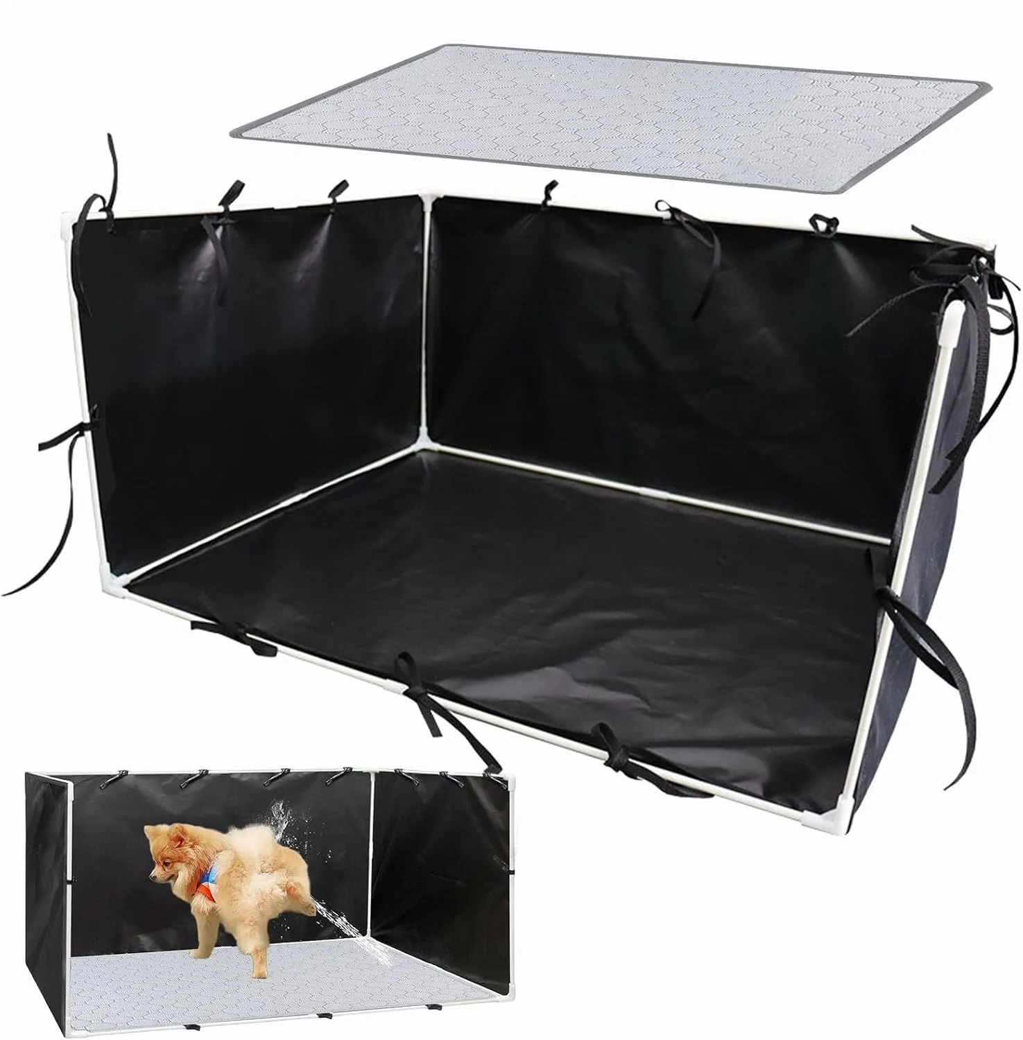 Dog Potty Pads Tray Indoor - Large Splash Guard for Litter Box, Easy Clean Adjustable Pet Toilet Fence 600d for Indoor and Outdoor, Potty for Balcony