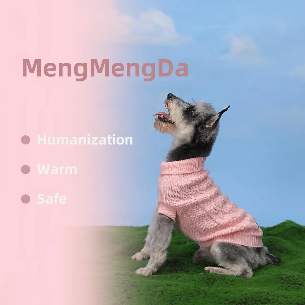 Dog Pullover Sweater, Cable Knitwear, Classic Turtleneck Warm and Soft Clothes for Chihuahua, Bulldog, Dachshund, Pug, Yorkie,Dog Outfits for Small Dogs Medium Dogs, (Pink M)