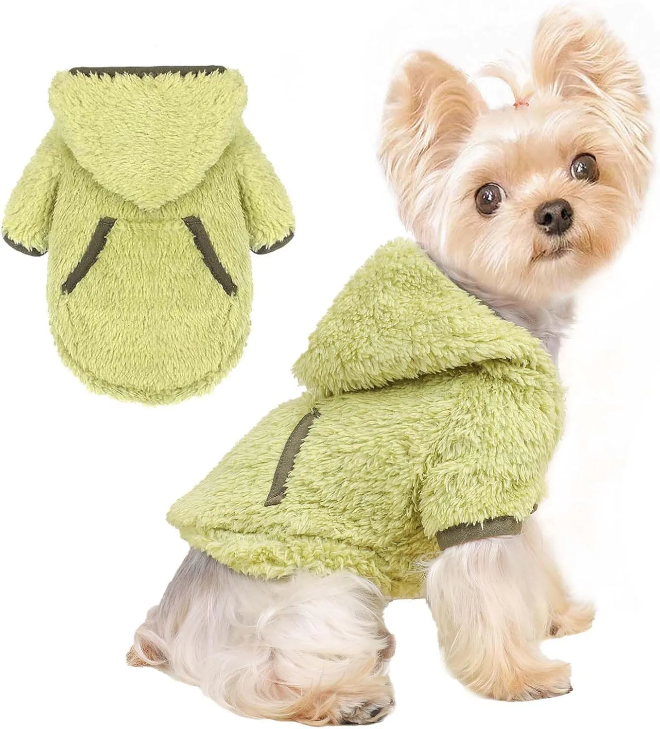 Dog Sweater Spring Dog Clothes for Small Dogs Boy Girl Pet Hoodies for Dogs Coats Dog Sweatshirt for Chihuahua Yorkie Cat Sweater Dog Costumes, Small, Green