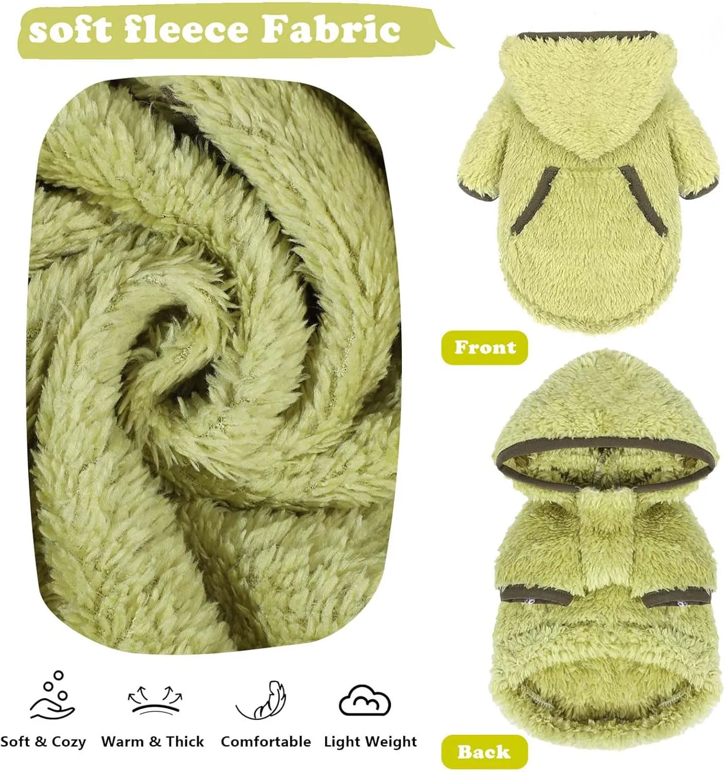Dog Sweater Spring Dog Clothes for Small Dogs Boy Girl Pet Hoodies for Dogs Coats Dog Sweatshirt for Chihuahua Yorkie Cat Sweater Dog Costumes, Small, Green