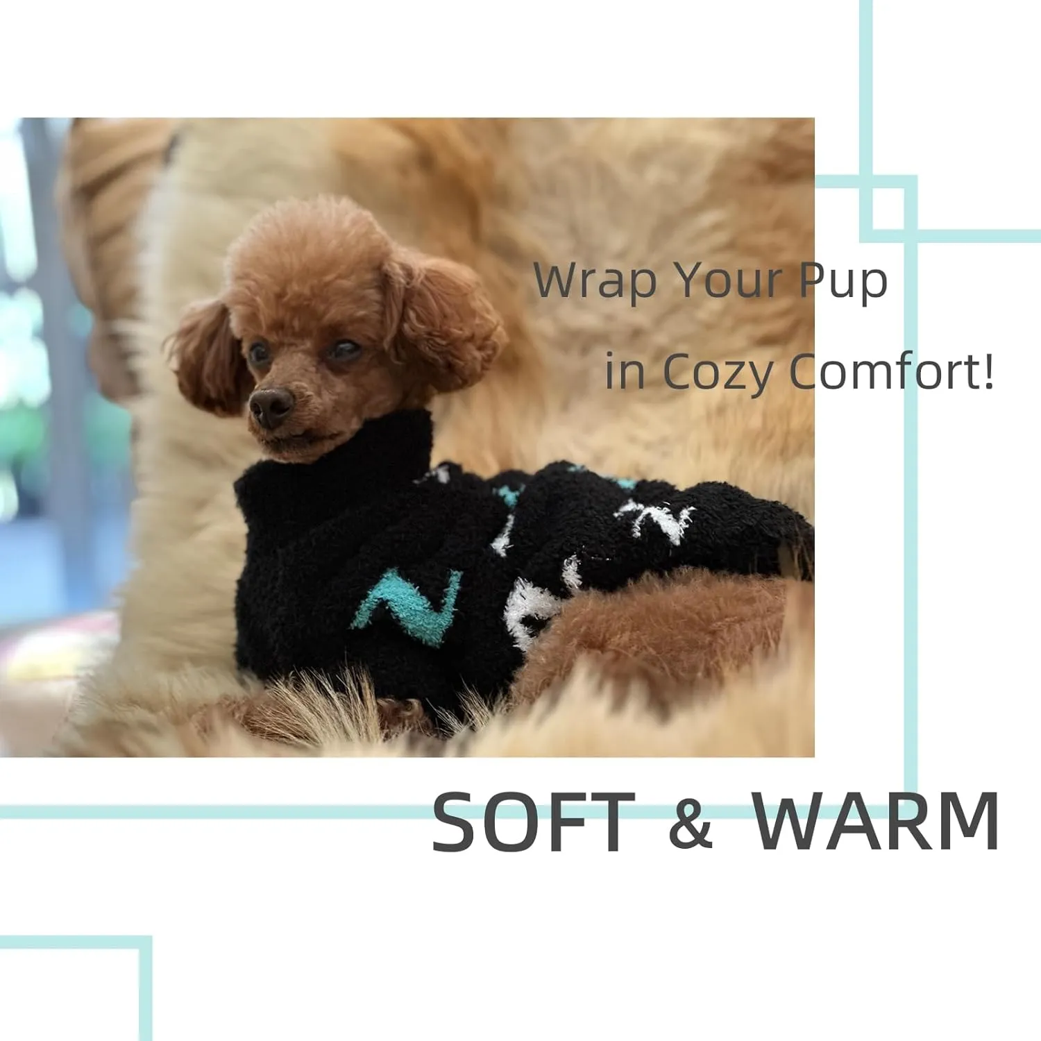 Dog Sweaters for Small Dogs Boy Girl Dog Pullover Sweater Dog Clothes Cold Weather Cable Knitwear Thick Warm Outfits for Medium Dogs (Black-M)