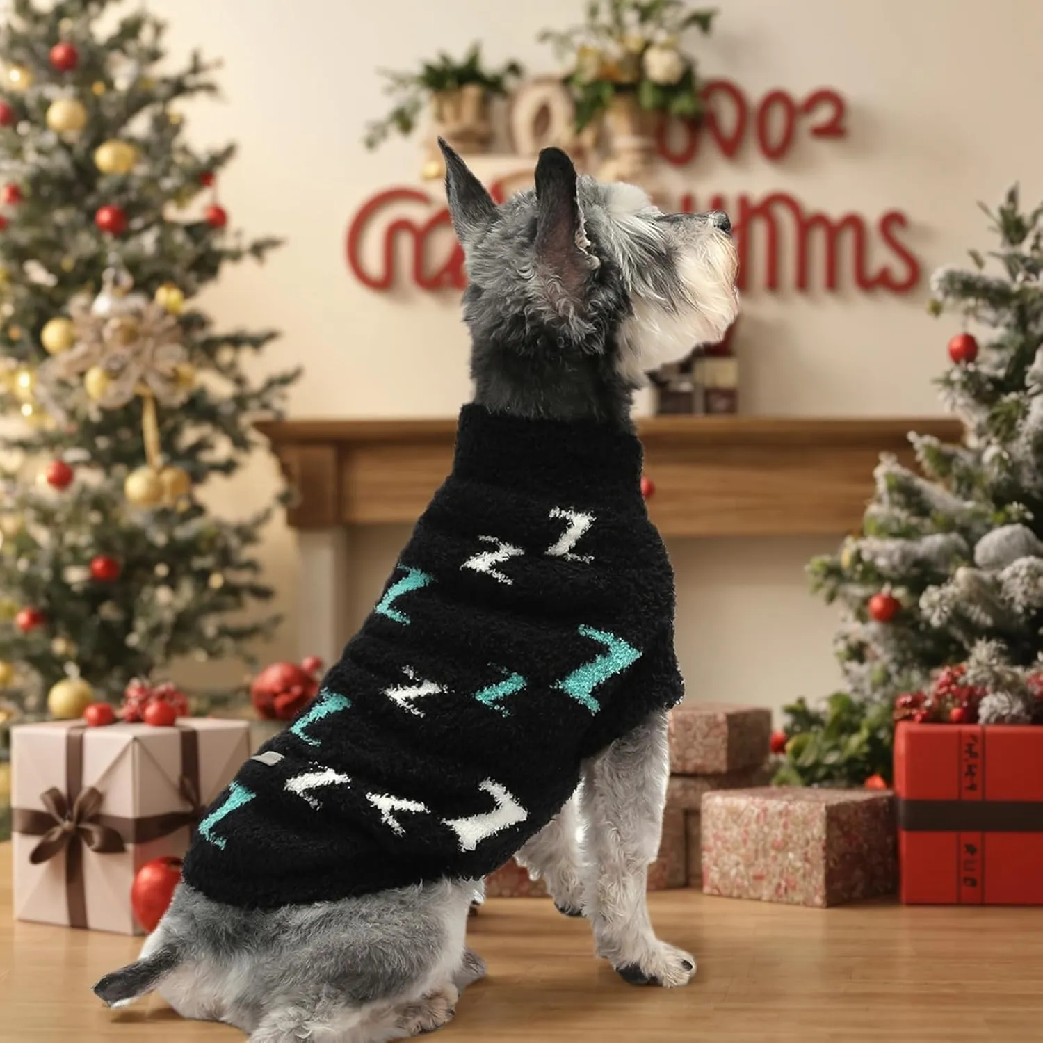 Dog Sweaters for Small Dogs Boy Girl Dog Pullover Sweater Dog Clothes Cold Weather Cable Knitwear Thick Warm Outfits for Medium Dogs (Black-M)
