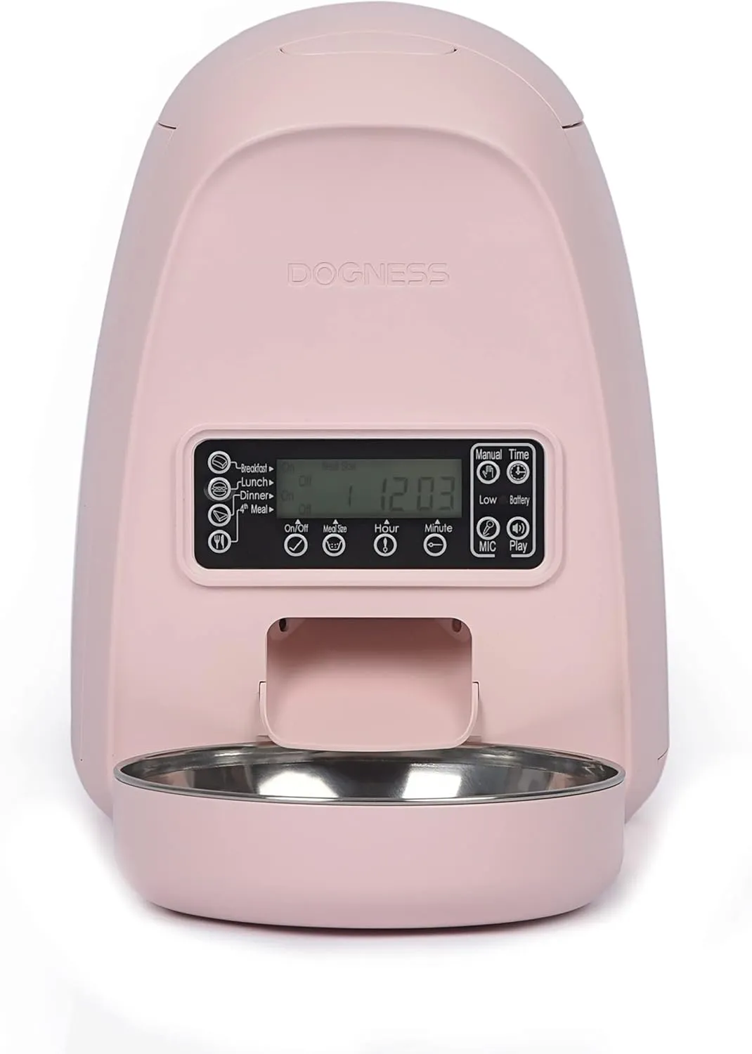 Dogness Timed Cat Feeder, 2L Automatic Dog Feeder with Timer Auto Pet Food Dispenser for Kitten Puppy, Timed Dog Feeder Easy Portion Control Voice Recording (Pink)