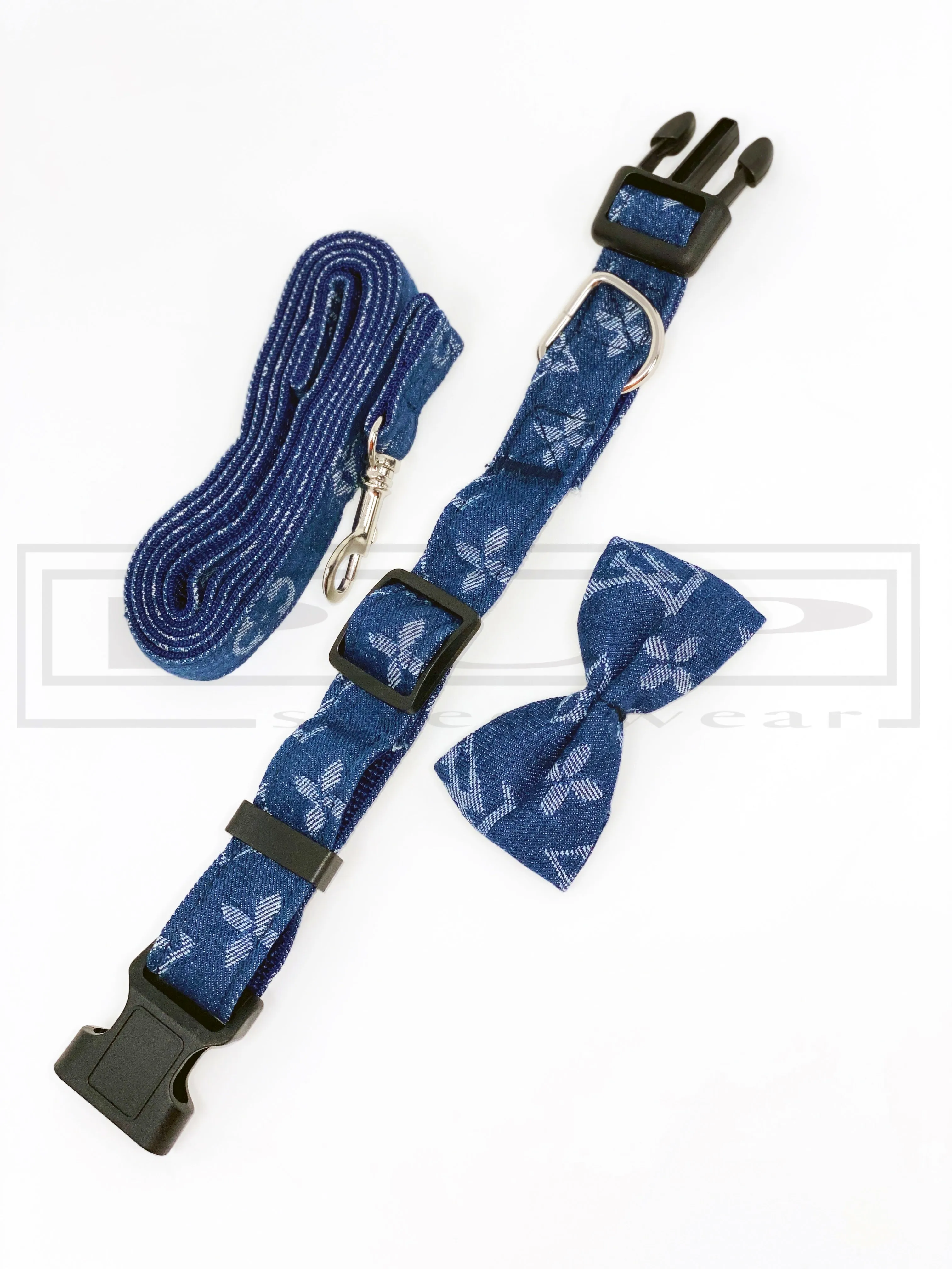 Ellie Blue Bowtie Collar and Leash