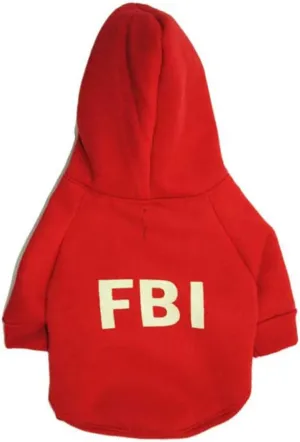 Fleece Dog Hoodies, Apparel,'FBI' Luminous Patterns Basic Hoodie Sweater, Cotton Jacket Coat for Small Dog & Medium Dog & Cat (S, Red)