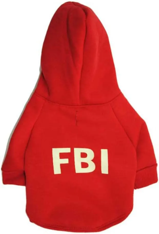 Fleece Dog Hoodies, Apparel,'FBI' Luminous Patterns Basic Hoodie Sweater, Cotton Jacket Coat for Small Dog & Medium Dog & Cat (S, Red)