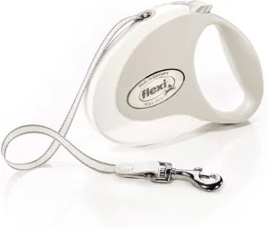 FLEXI Style Retractable Dog Leash (Tape), Ergonomic, Durable and Tangle Free Pet Walking Leash for Dogs Up to 55 lbs, 16 ft, Medium, White/Grey