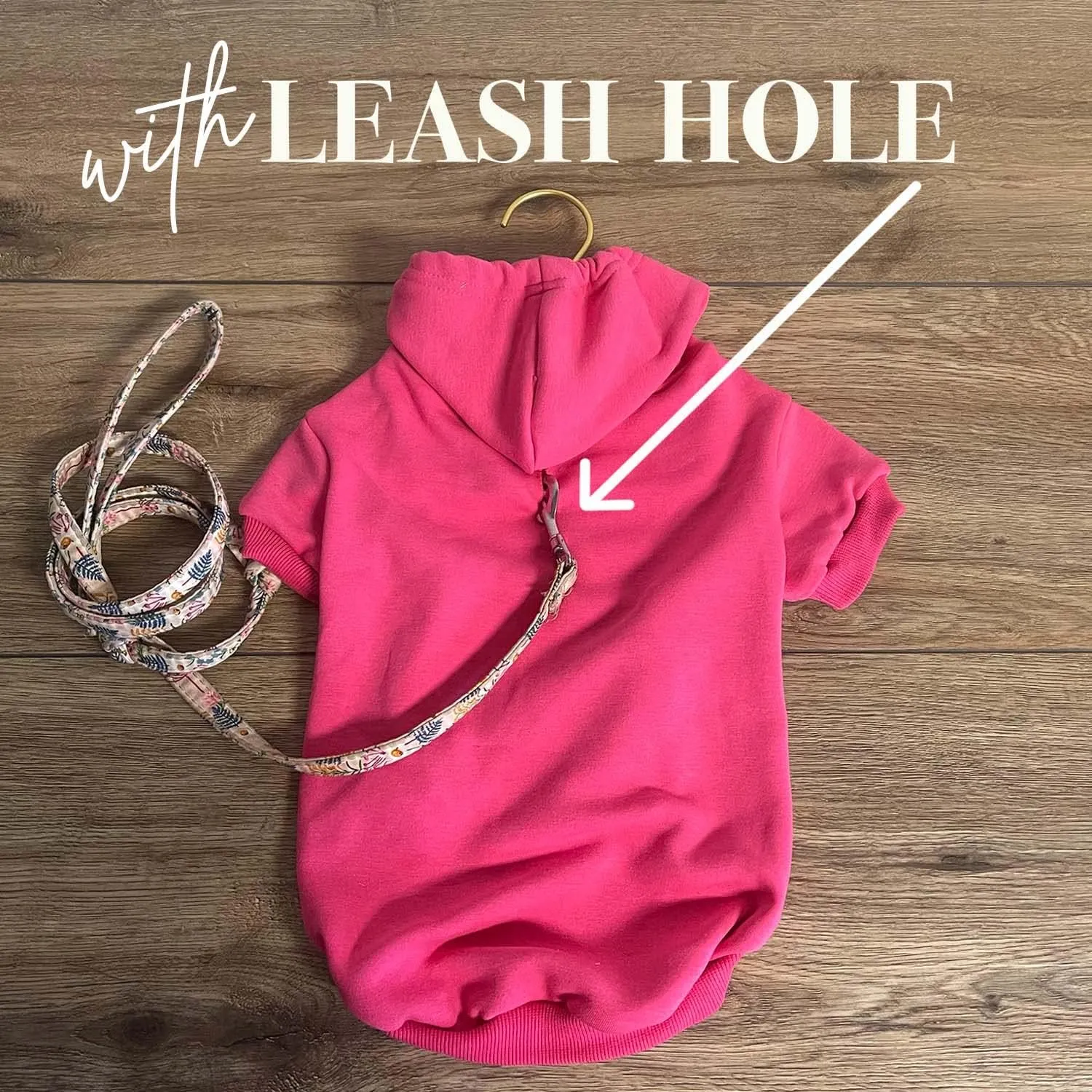 Free Kisses Dog Hoodie Fleece Lined Pullover Sweatshirt with Leash Hole (Hot Pink, 6X-Large 727)
