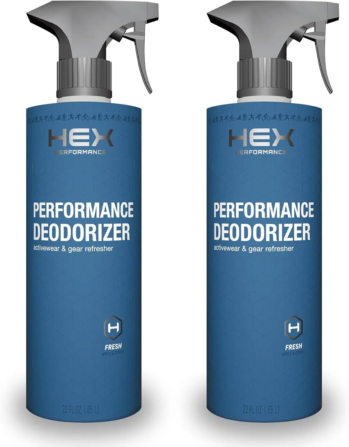 HEX Performance Deodorizing Spray, Fresh, 44oz (Pack of 2) - Awesome for Shoes, Gear, Activewear & Fabrics, Yoga Mats & Gym Equipment, Carpet, Pets, Odor Eliminator & Fabric Refresher Spray