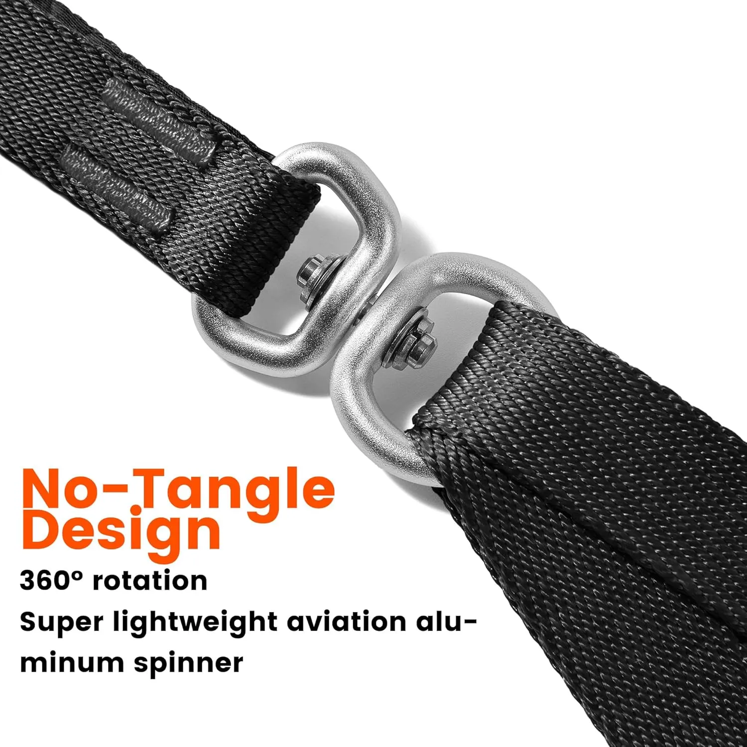 HOWGO Double Dog Leash, No Tangle 360 Swivel, Adjustable Two Padded Handles, Double Clip Dog Leash Coupler Splitter for Small and Medium Breeds (Orange, 2/3'' x 4.8 FT)