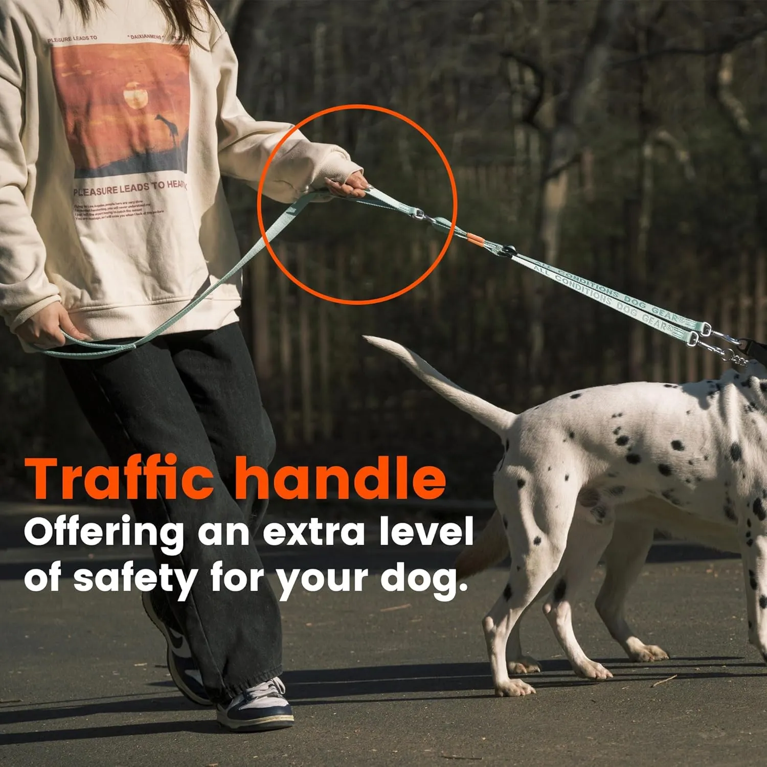 HOWGO Double Dog Leash, No Tangle 360 Swivel, Adjustable Two Padded Handles, Double Clip Dog Leash Coupler Splitter for Small and Medium Breeds (Orange, 2/3'' x 4.8 FT)