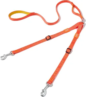 HOWGO Double Dog Leash, No Tangle 360 Swivel, Adjustable Two Padded Handles, Double Clip Dog Leash Coupler Splitter for Small and Medium Breeds (Orange, 2/3'' x 4.8 FT)