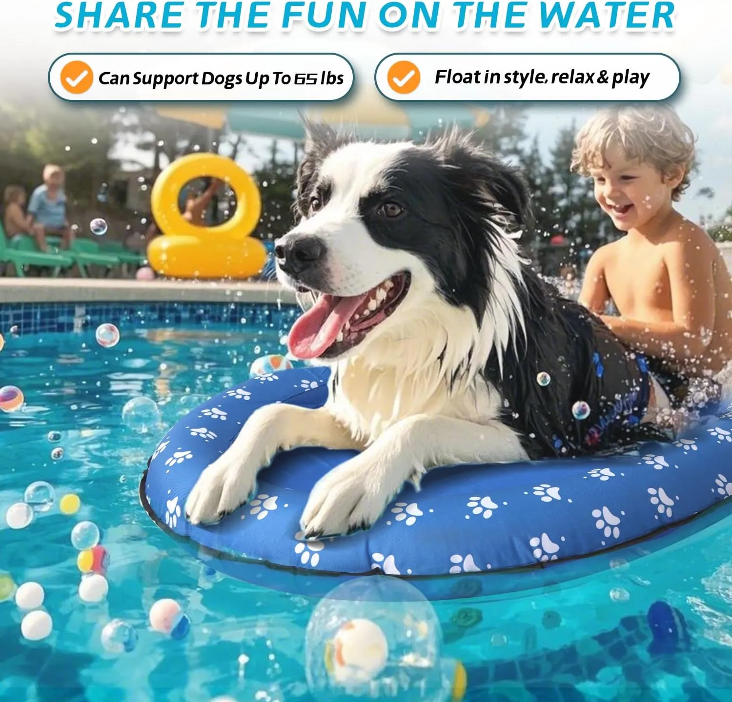 Inflatable Dog Float for Small Dogs, Up to 60 Lbs, Foldable & Puncture-Resistant Doggy Float for Pool, Portable Dog Float Bed Pet Swimming Accessory, Pet-Friendly Outdoor Fun, Blue