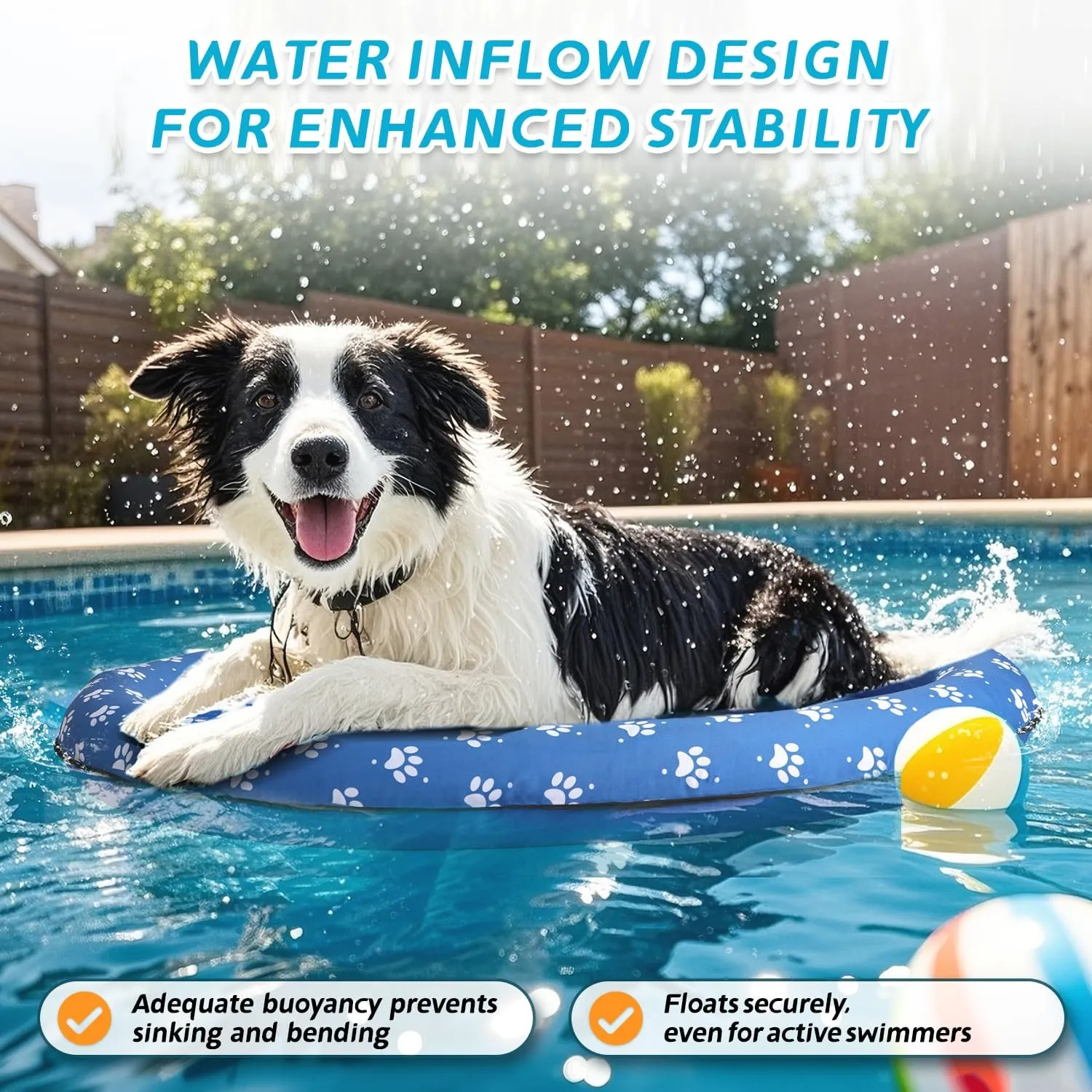 Inflatable Dog Float for Small Dogs, Up to 60 Lbs, Foldable & Puncture-Resistant Doggy Float for Pool, Portable Dog Float Bed Pet Swimming Accessory, Pet-Friendly Outdoor Fun, Blue