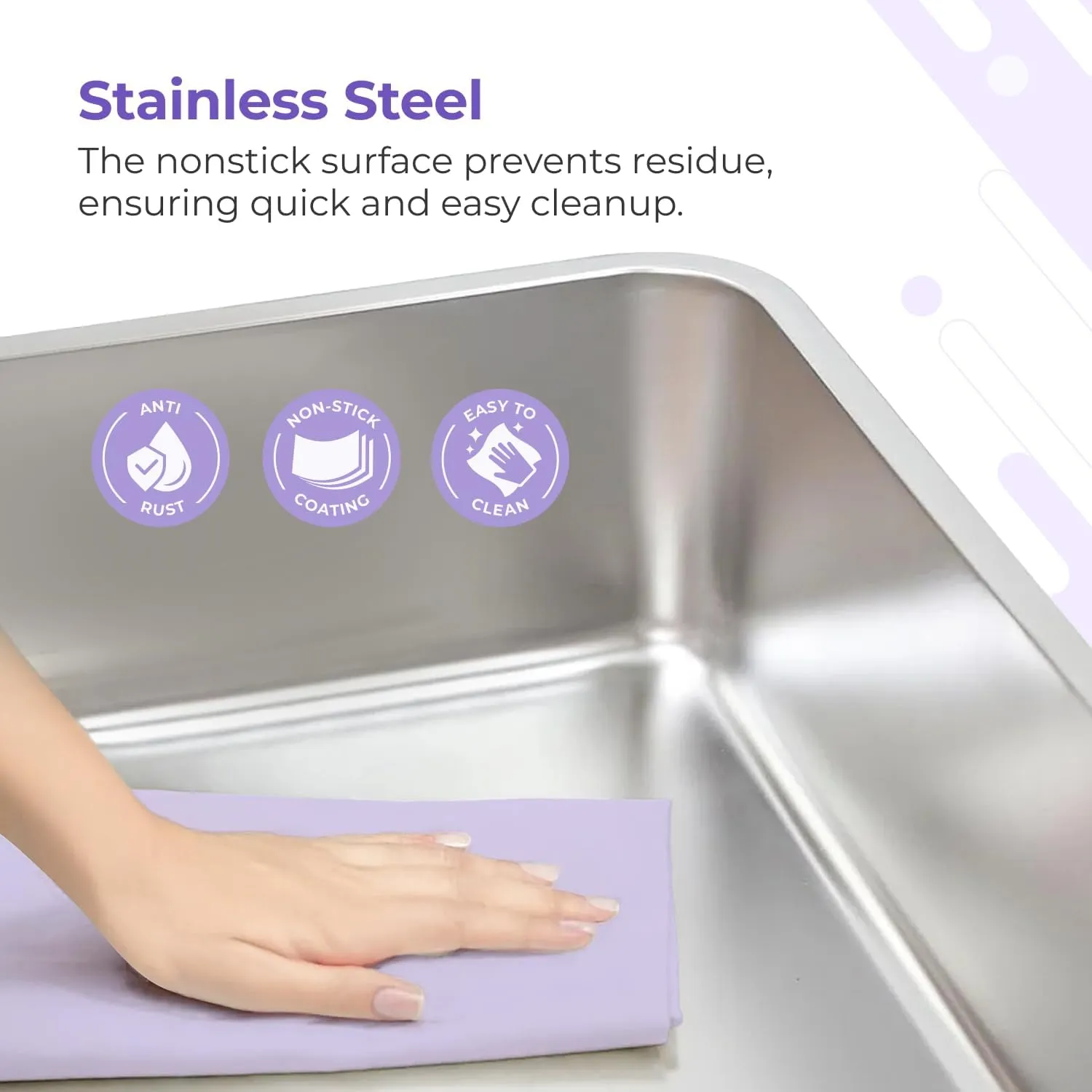 iPrimio Ultimate Stainless Steel XL Cat Litter Box - XL Litter Box for Big Cats - Large Cat Litter Box - Never Absorbs Odor, Stains, or Rusts - Easy Cleaning Litterbox Designed by Cat Owners (1 Pan)